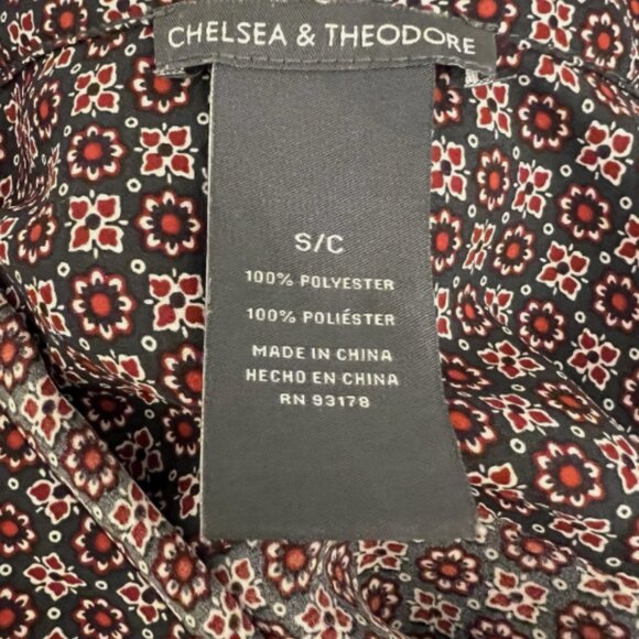 Chelsea & Theodore. Size Small Black red white Tunic. Long Sleeve. Poly. B103 - Picture 5 of 5